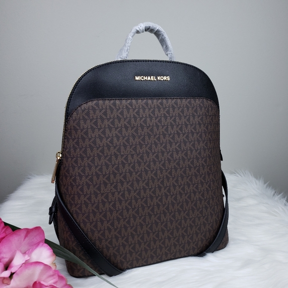 🌺NWT Michael Kors LG Emmy backpack brown black MK - Picture 3 of 8